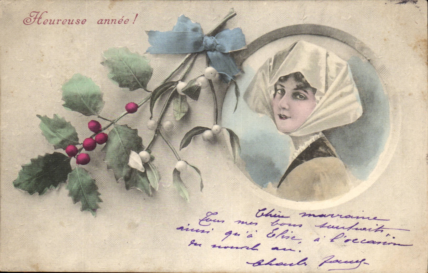 Femme en bonnet — Vœux de bonne année — A.S. V. Série 332