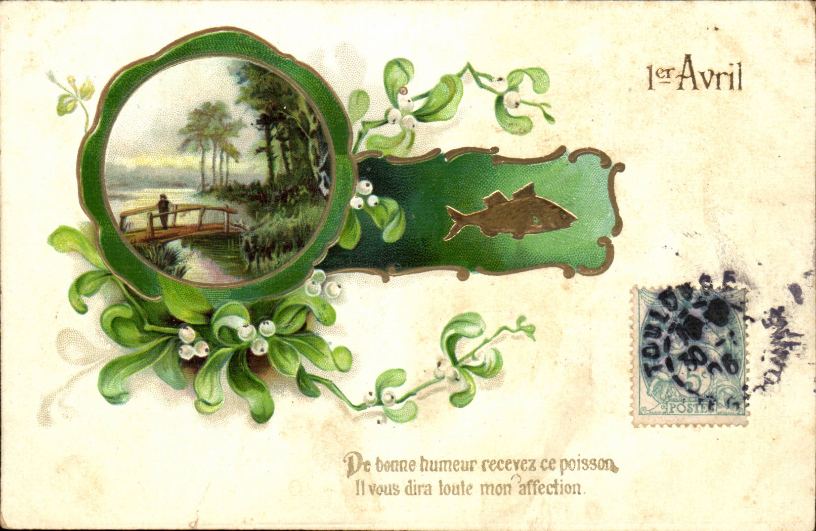 CPA Fantaisie 1er avril Poisson (en relief)