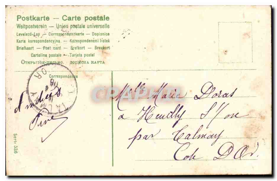 CPA Fantaisie Colombe et fleurs — Rückseite