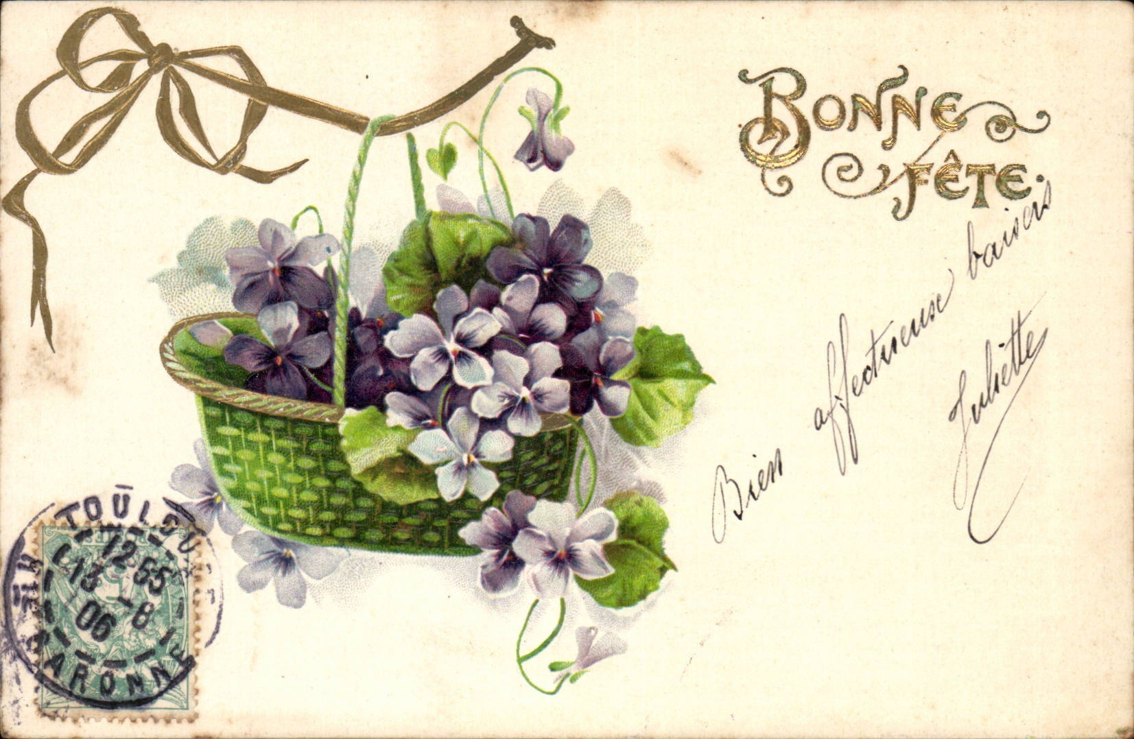 CPA Fantaisie Bonne fete Fleurs (en relief)
