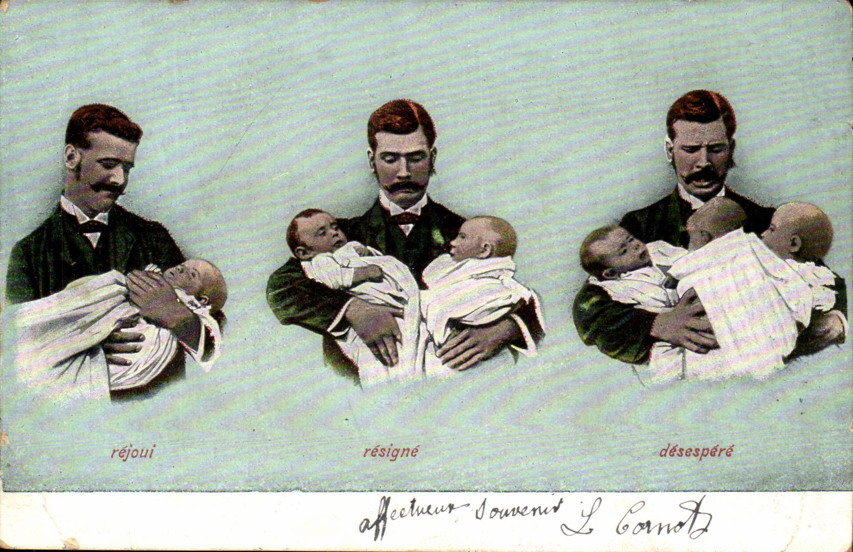 CPA Fantaisie Pere et enfants