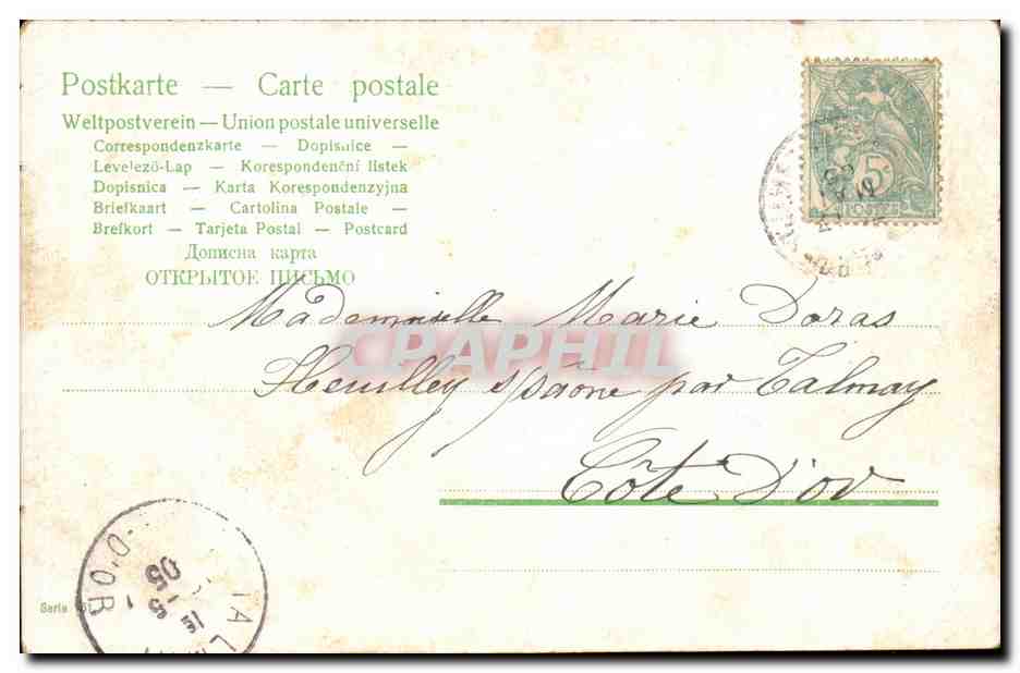 CPA Fantaisie Pere et enfants — Verso