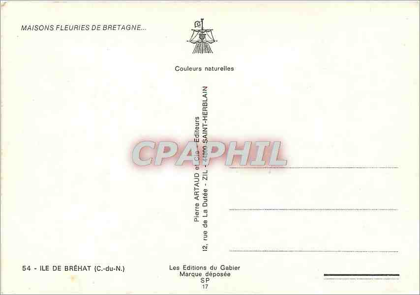 CPM Maisons Fleuries de Bretagne Ile de Brehat C du N  — Rückseite