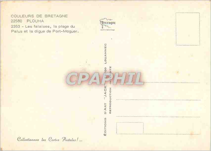 CPM Plouha Les Falaises la plage du Palus et la digue de Port Moguer  — Rückseite