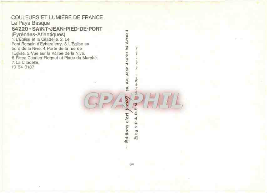 CPM Souvenir de St Jean pied de Port  — Rückseite