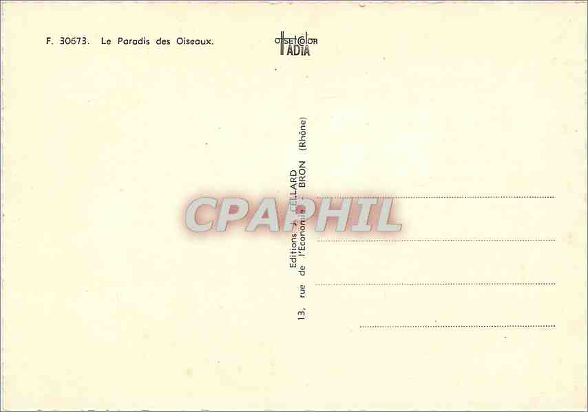 CPM Le Paradis des Oiseaux  — Verso