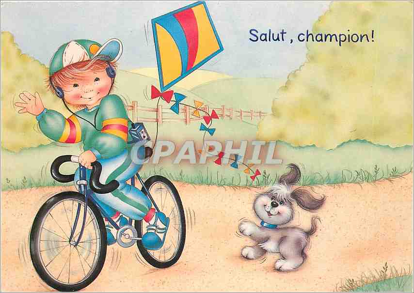 CPM Salut Champion Enfant Velo Cycle Cerf-volant Cerf volant