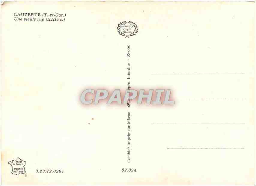 CPM Lauzerte T et Gar Une vieille rue  — Rückseite