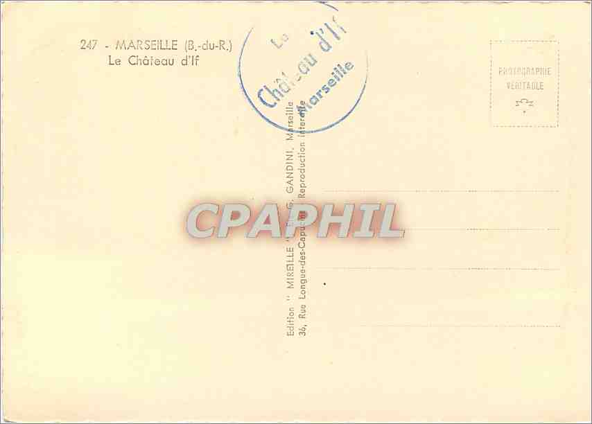 CPM Marseille B du R Le Chateau d'If  — Verso
