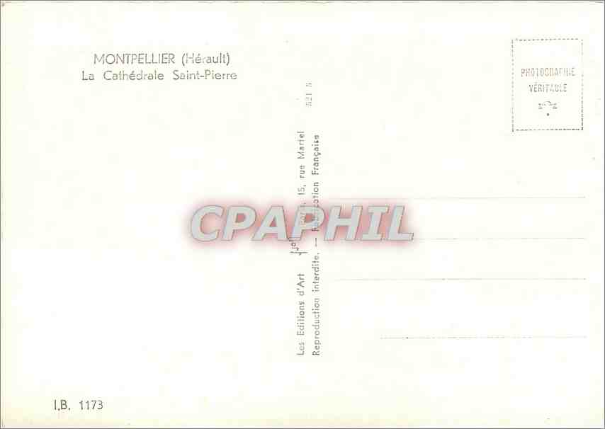 CPM Montpellier Herault La Cathedrale Saint Pierre  — Rückseite