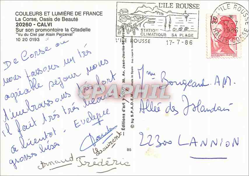 CPM Calvi Sur son promontoire la Citadelle  — Rückseite