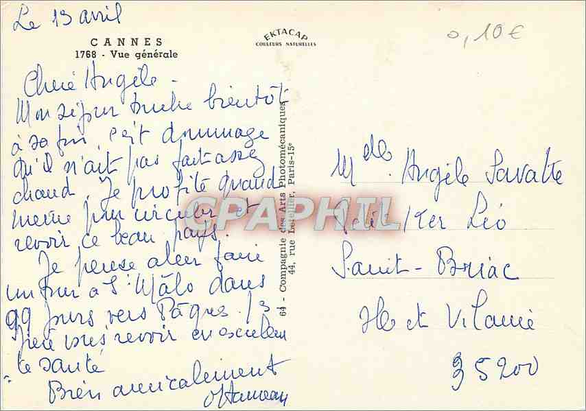 CPM Cannes Vue generale  — Verso