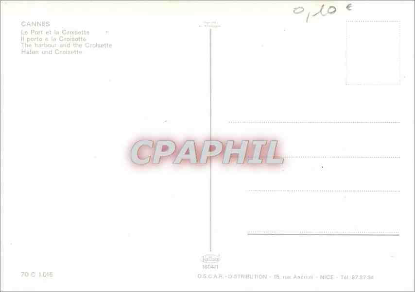 CPM Cannes Le Port et la Croisette  — Verso