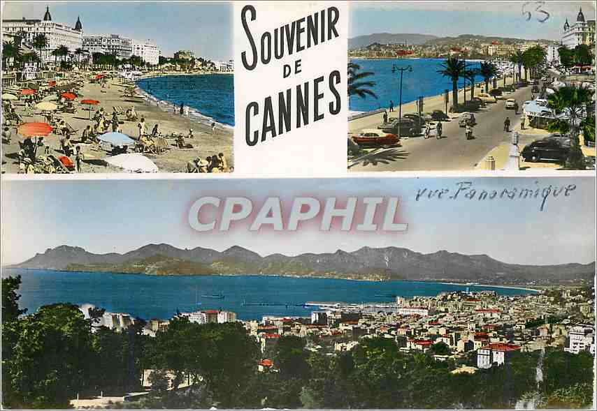 CPM Souvenir de Cannes et vue panoramique 