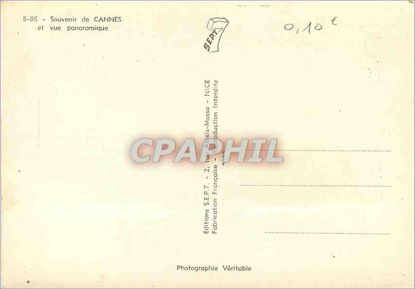 CPM Souvenir de Cannes et vue panoramique  — Verso