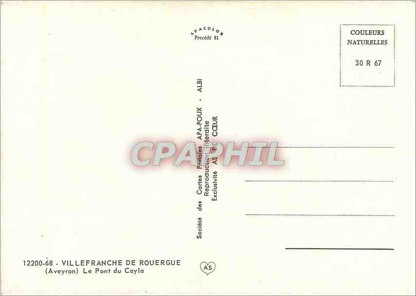 CPM Villefranche de Rouergue Aveyron Le Pont du Cayla  — Rückseite