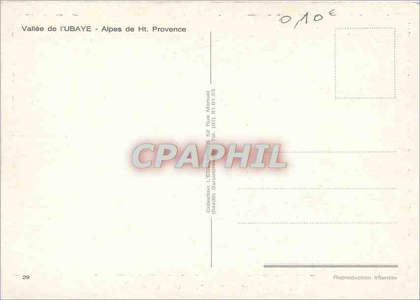 CPM Vallee de l'Ubaye Alpes de Ht Provence  — Rückseite