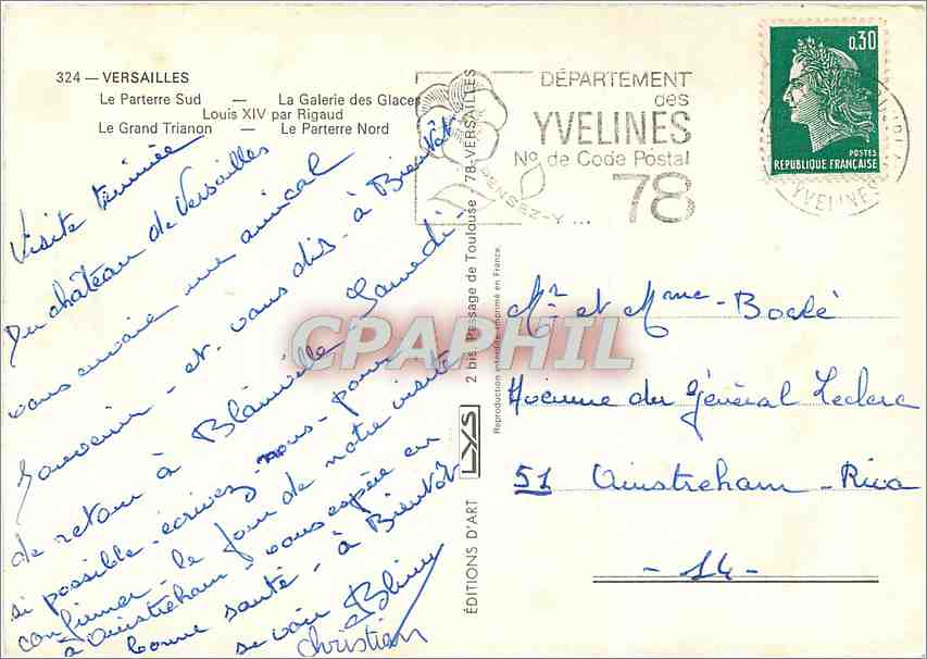 CPM Versailles Le Parterre Sud  — Verso
