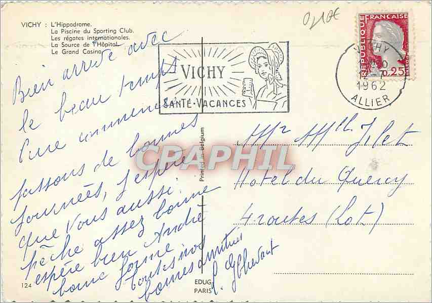 CPM Vichy La Piscine du Sporting Club  — Verso