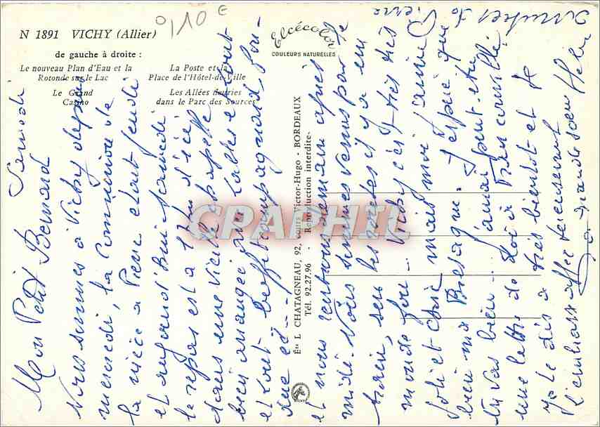 CPM Vichy Allier de gauche a droite  — Rückseite