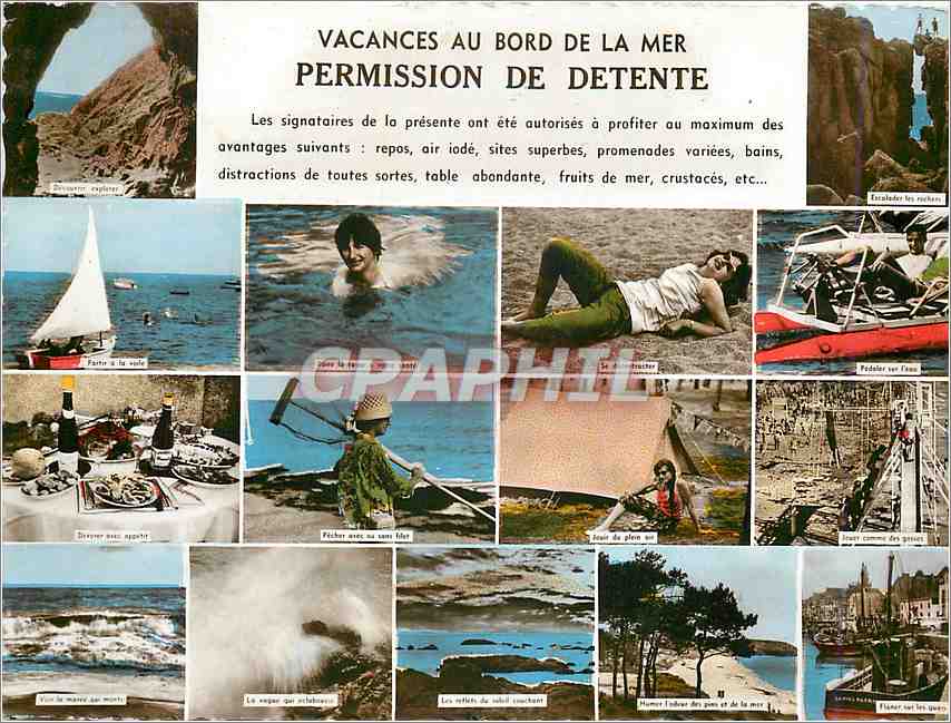 CPM Vacances au bord de la Mer Permission de Detente 