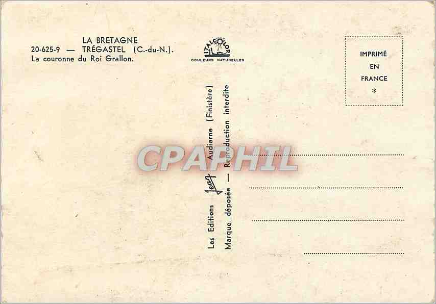 CPM La Bretagne Tregastel C du N La couronne du Roi Grallon  — Rückseite