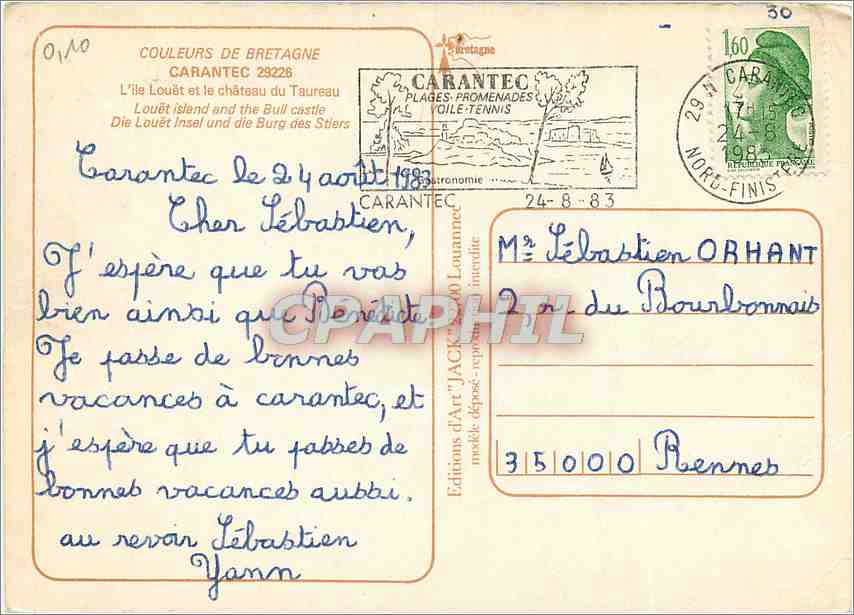 CPM Carantec L'Ile Louet et le Chateau du Taureau  — Rückseite