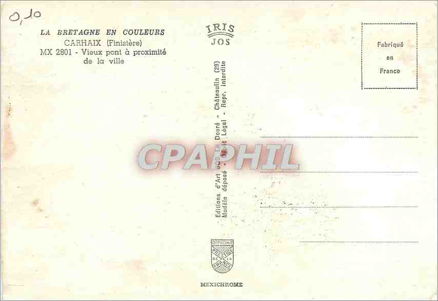 CPM Carhaix Finistere Vieux pont a proximite de la Ville  — Rückseite