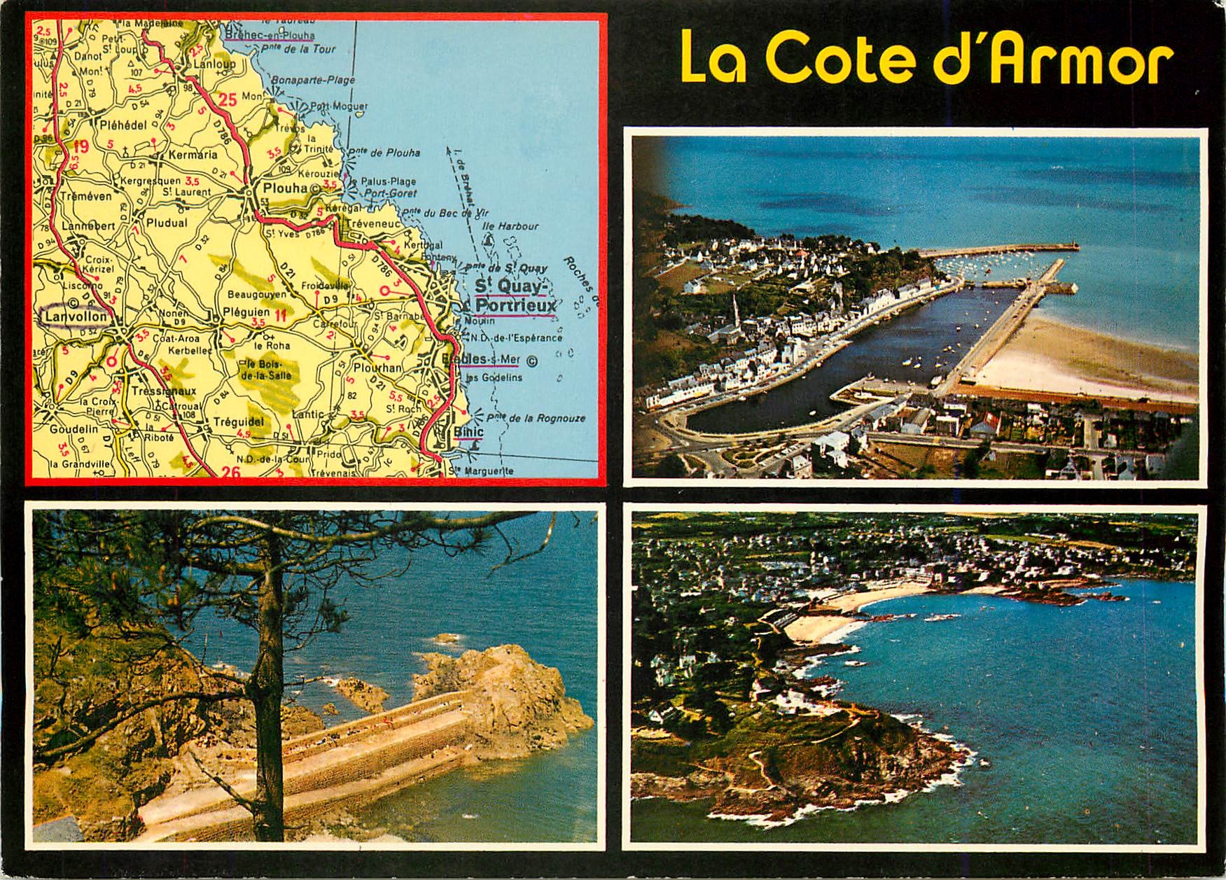 CPM La Cote d'Armor Le port de Binic les plages de St Quay et la digue de Port Moguer a Plouha