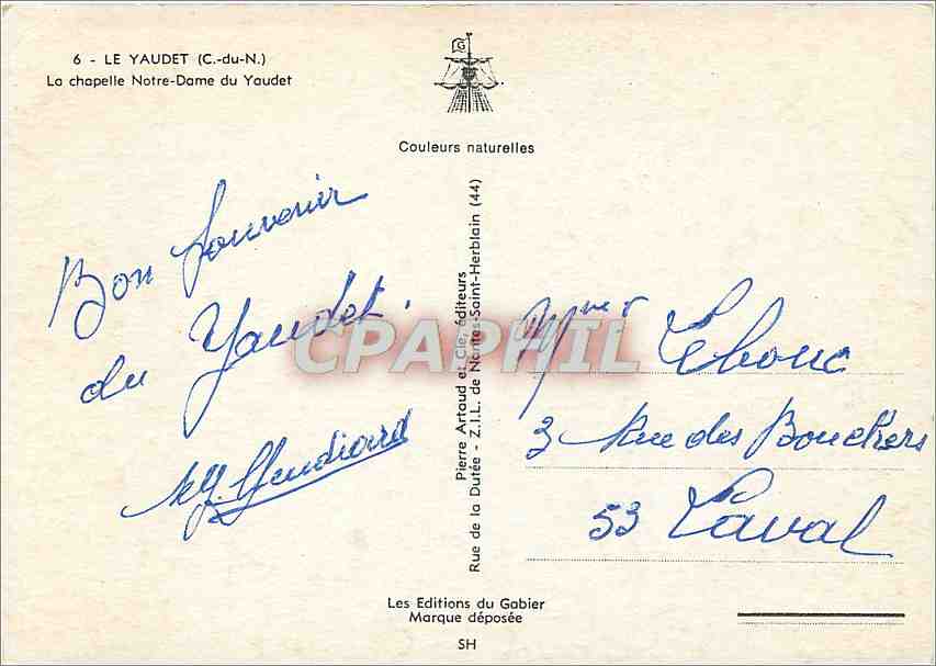 CPM Le Yaudet C du N La Chapelle Notre Dame du Yaudet  — Rückseite