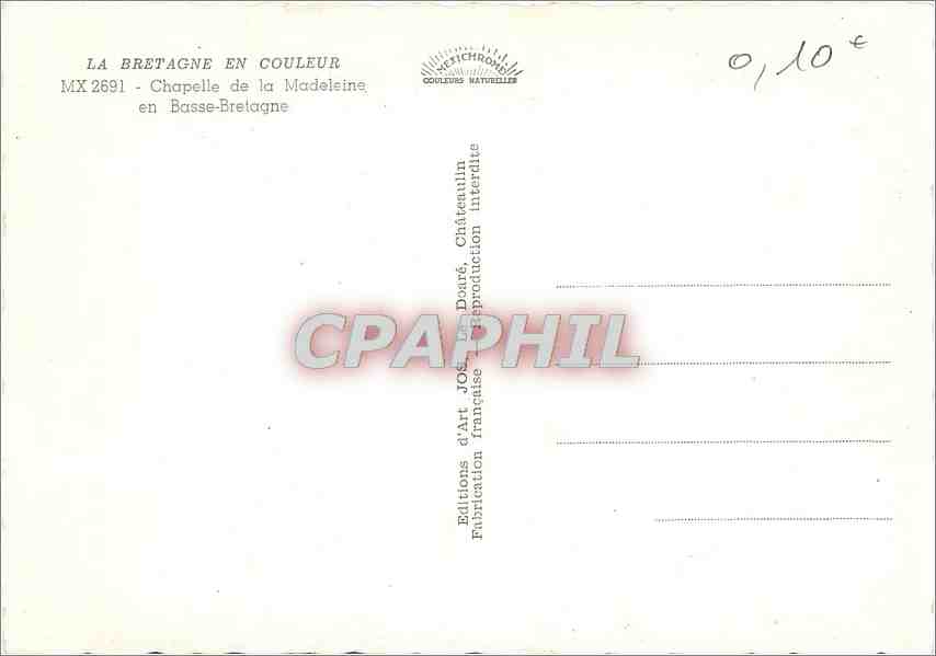 CPM Chapelle de la Madeleine en basse Bretagne  — Rückseite