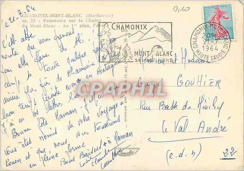 CPM Chamonix Mont Blanc Hte Savoie Panorama sur la Chaine du Mont Blanc  — Verso
