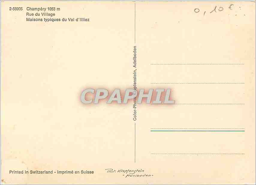 CPM Champery Rue du Village Maisons typiques du Val d'Illiez  — Rückseite