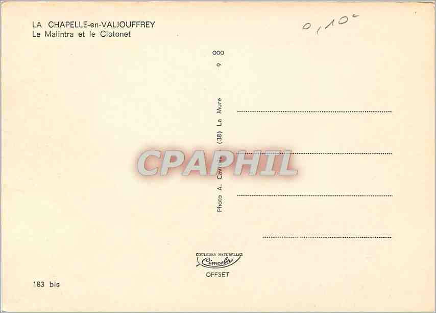 CPM La Chapelle en Valiouffrey Le Malintra et le Clotonet  — Rückseite