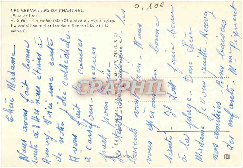 CPM Les Merveilles de Chartres Eure et Loir La Cathedrale vue d'Avion  — Back