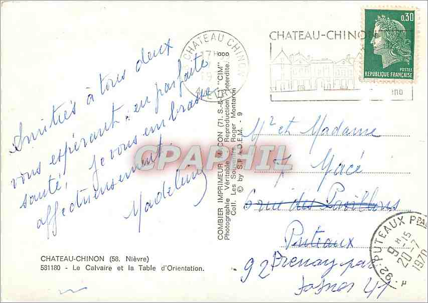 CPM Chateau Chinon NIevre Le Calvaire et la Table d'Orientation  — Rückseite