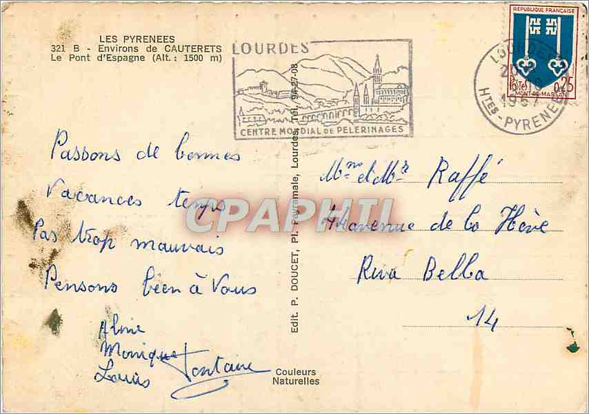 CPM Les Pyrenees Environs de Cauterets Le Pont d'Espagne  — Rückseite