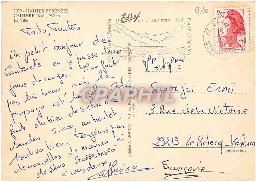 CPM Hautes Pyrenees Cauterets La Ville  — Rückseite