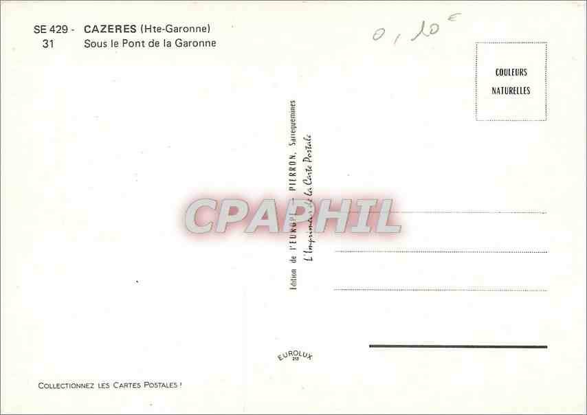 Cazères (Hte-Garonne) — Sous le Pont de la Garonne — Édition Pierron — Verso