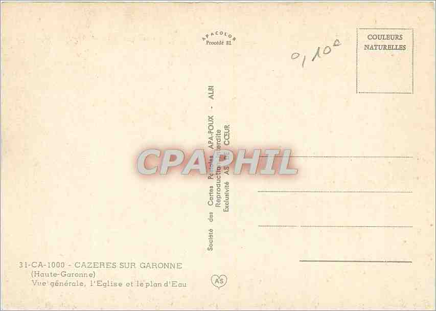 Cazères-sur-Garonne — Vue générale, l'église et le plan d'eau — Société des Cartes Postales APA-POUX - ALRI — Reverso