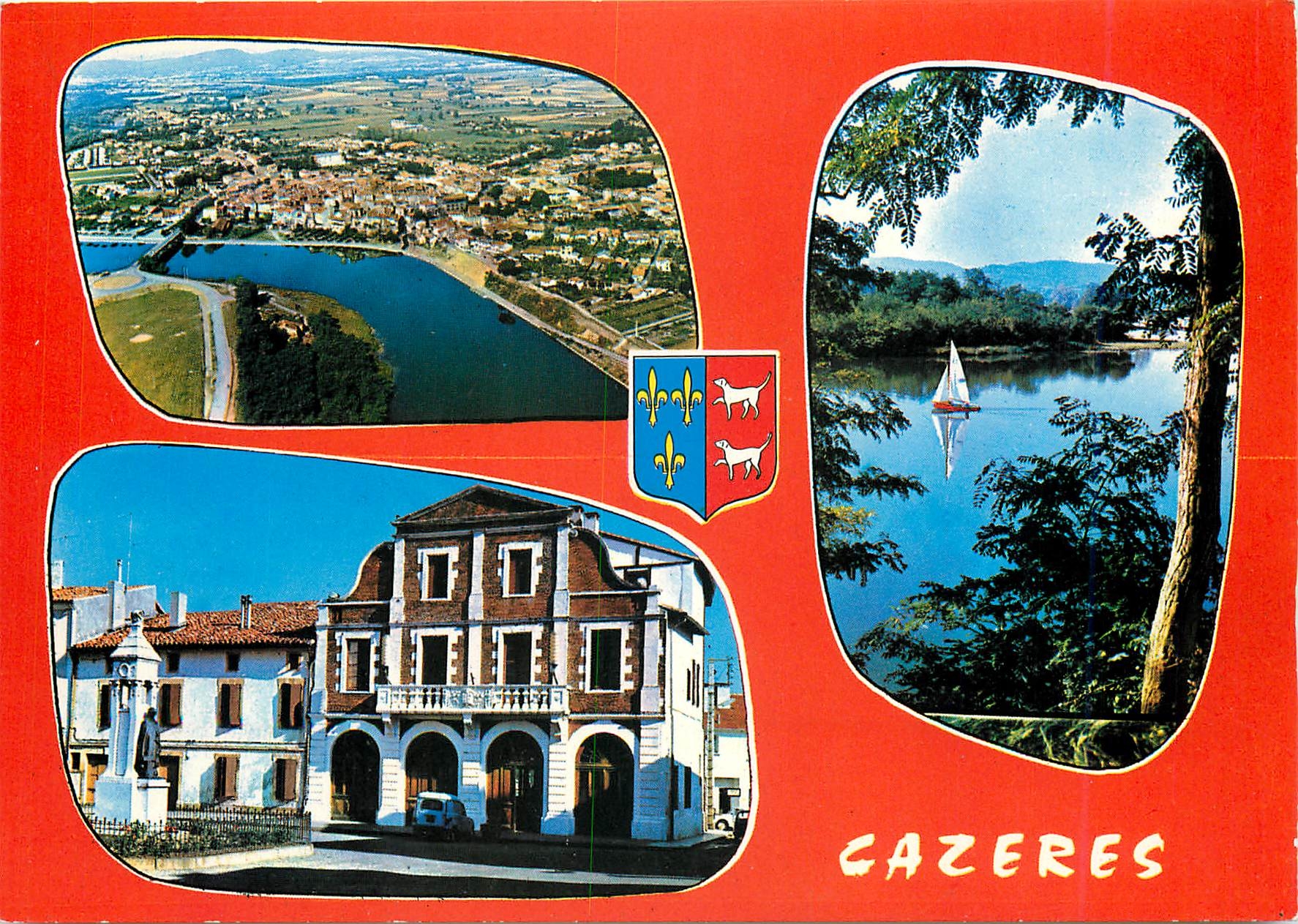Cazères — Vue aérienne, le lac, l'Hôtel de ville — Éditions Dart-Simon