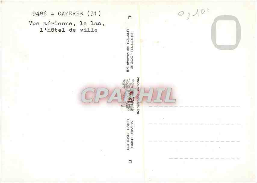 Cazères — Vue aérienne, le lac, l'Hôtel de ville — Éditions Dart-Simon — Reverso