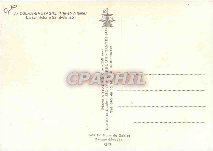 CPM Dol de Bretagne Ille et Vilaine La Cathedrale Saint Samson  — Rückseite