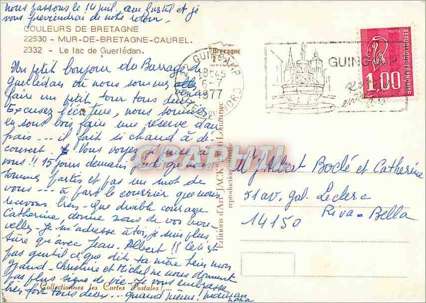 CPM Mur de Bretagne Caurel Le Lac de Guerledan  — Rückseite