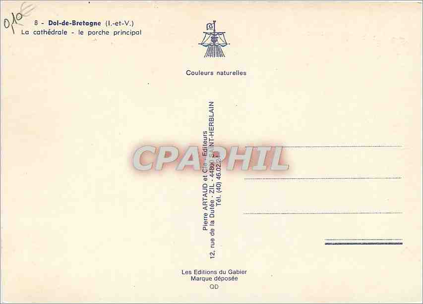 Dol-de-Bretagne — La cathédrale - le porche principal — Éditions Artaud et Cie — Back