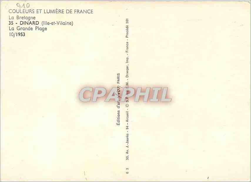 CPM La Bretagne Dinard Ille et Vilaine La Grande Plage  — Rückseite