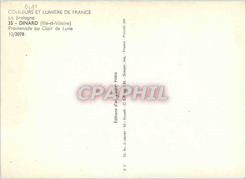 CPM La Bretagne Dinard Ille et Vilaine Promenade au Clair de Lune  — Rückseite