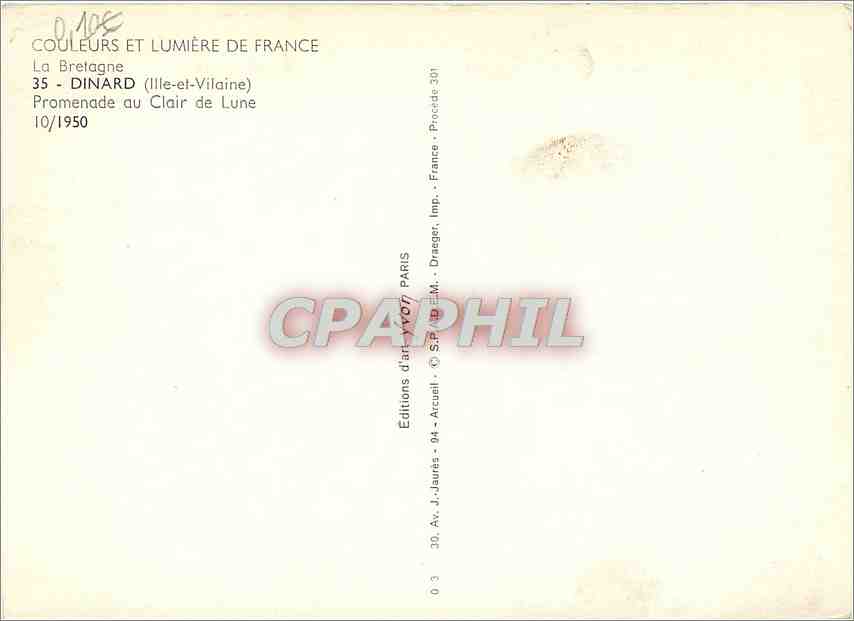 CPM La Bretagne Dinard Ille et Vilaine Promenade au Clair de Lune  — Rückseite