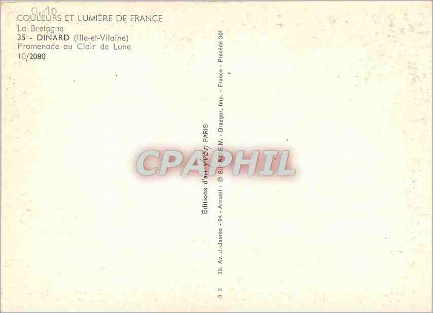 CPM La Bretagne Dinard Ille et Vilaine Promenade au Clair de Lune  — Rückseite