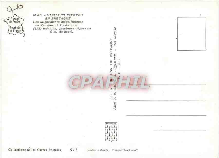 CPM Vieilles Pierres en Bretagne Les Alignements megalithiques de Kerzhero a Erdevec  — Rückseite